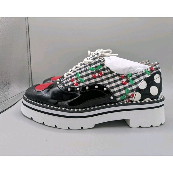 Betsy Johnson Women's Black/White Abbot Oxford Lace Up Shoes Size 5 M - Picture 3 of 11